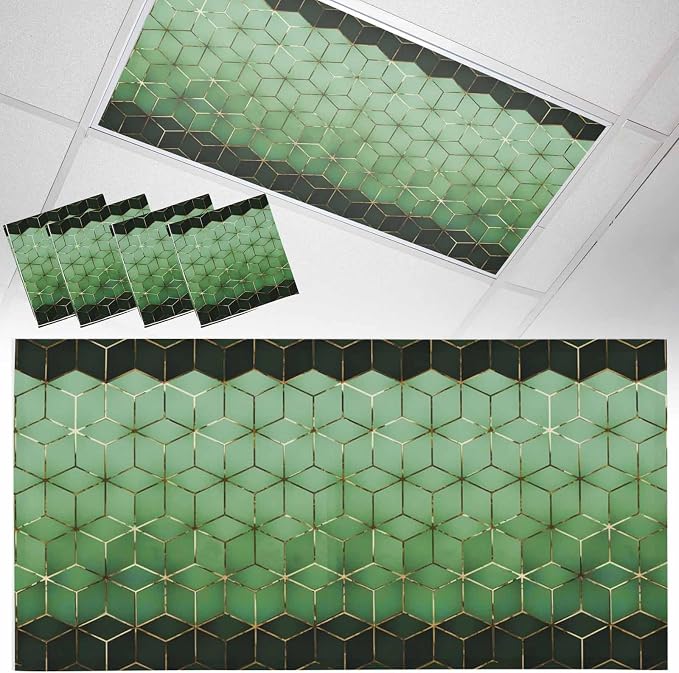 2x4 ft Fluorescent Light Cover for Ceiling Abstract Green Gradient Diamond by Unknown