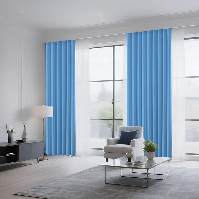 CUCRAF Light Blue Blackout Curtains 108 inch Length 2 Panels Set, Rod Pocket Room Darkening Drapes for Bedroom Living Room, Insulated Thermal Light Blocking Window Curtain (W52 x L108 Inch)