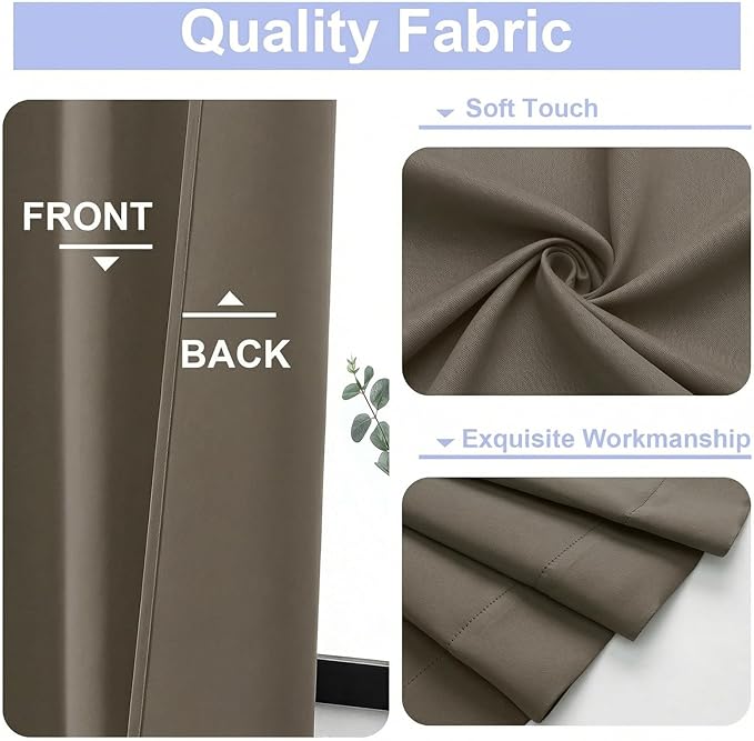 Simplebrand Ava Latte Blackout Curtains for Bedroom 84 Inch Length 2 Panels Set, Solid Thermal Insulated Privacy Nursery Window Treatment Curtains Blackout Drapes, W40 x L84 Inch, Latte