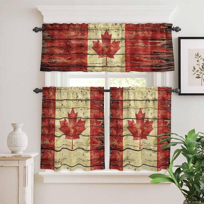 Kitchen Curtains Tiers and Valance Set of 3, Canada Light Filtering Window - Image 2