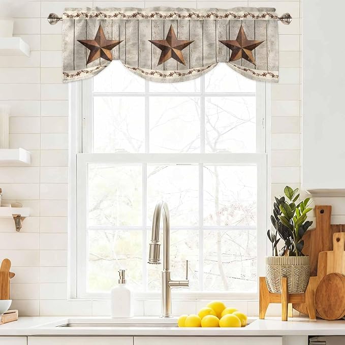 Western Texas Star Retro Tie Up Valance Curtains - Image 9