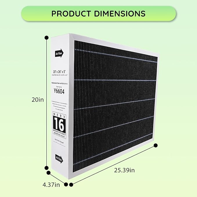 Y6604 20x26x5 MERV 16 Furnace Replacement Filter Compatible - Image 3