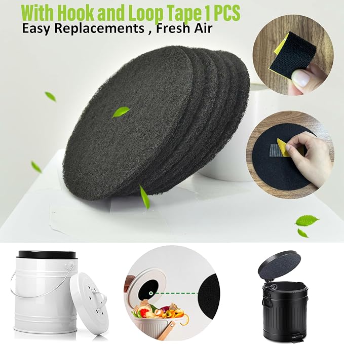 7.25 inch Compost Filters for Countertop Bin Saiqiang 12Pack Charcoal Filter - Image 2