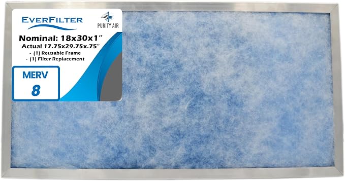 18x30x1 Air Filter MERV 8 Filter Media, AC Furnace Filter, Aluminum Reusable by PurityAir