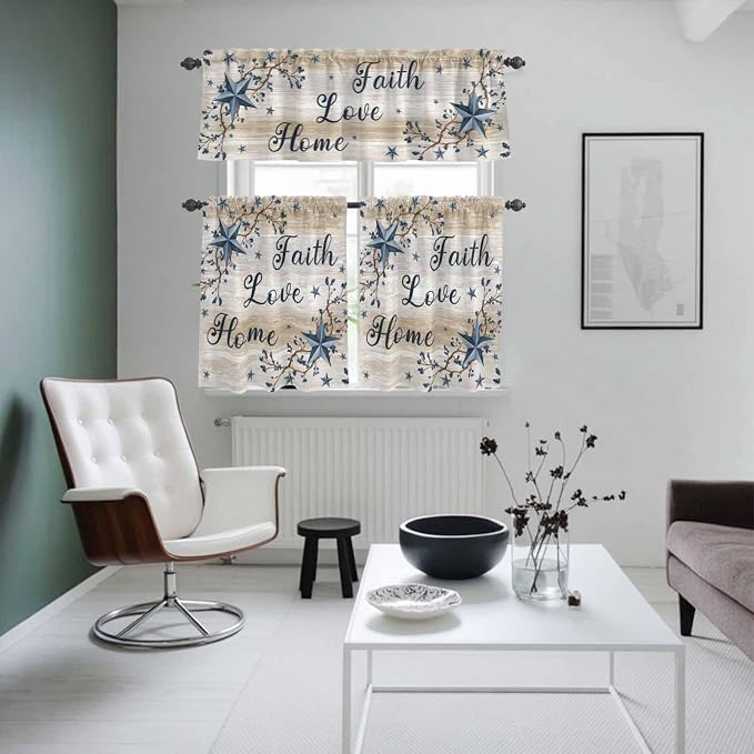 Vintage Country Kitchen Curtains Set 3 Piece - Image 8