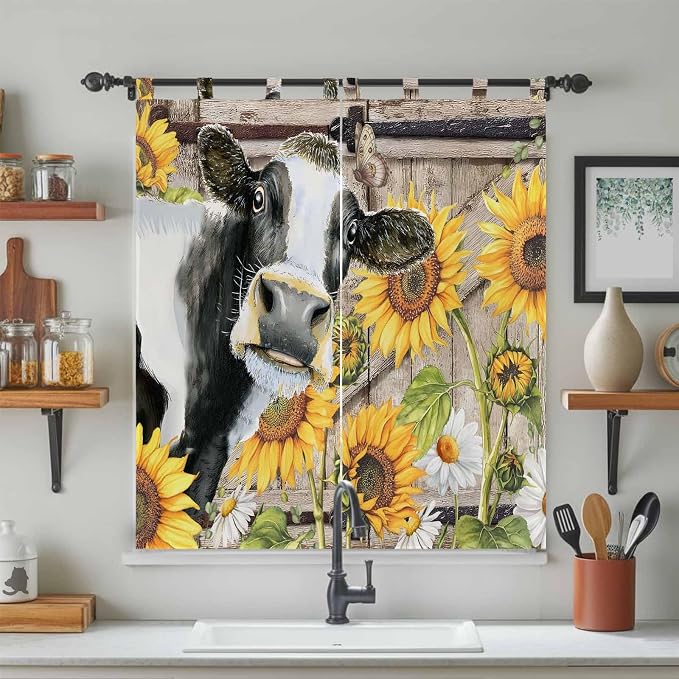 Retro Farmhouse Flower Bedroom Curtains 72 Inch Length, Window Curtains Tab Top - Image 3