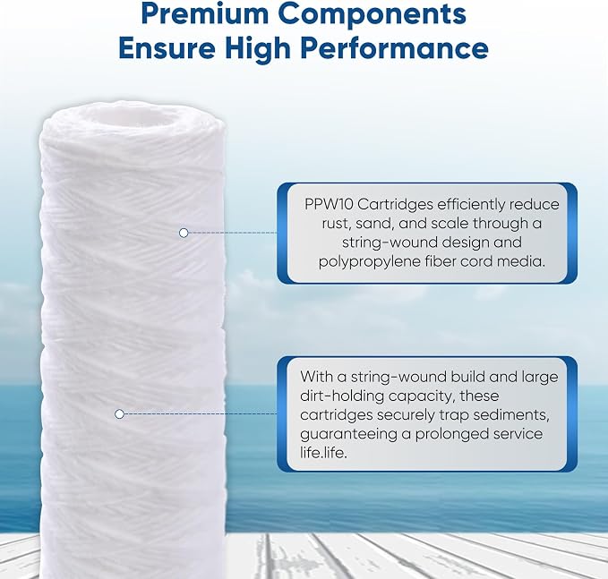 PUREPLUS 10 Micron 10"x2.5" Whole House String Wound Sediment Filter - Image 4