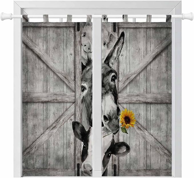 Funny Farm Animals Bathroom Curtains 63 Inch Length, Window Curtains Tab Top by Unknown