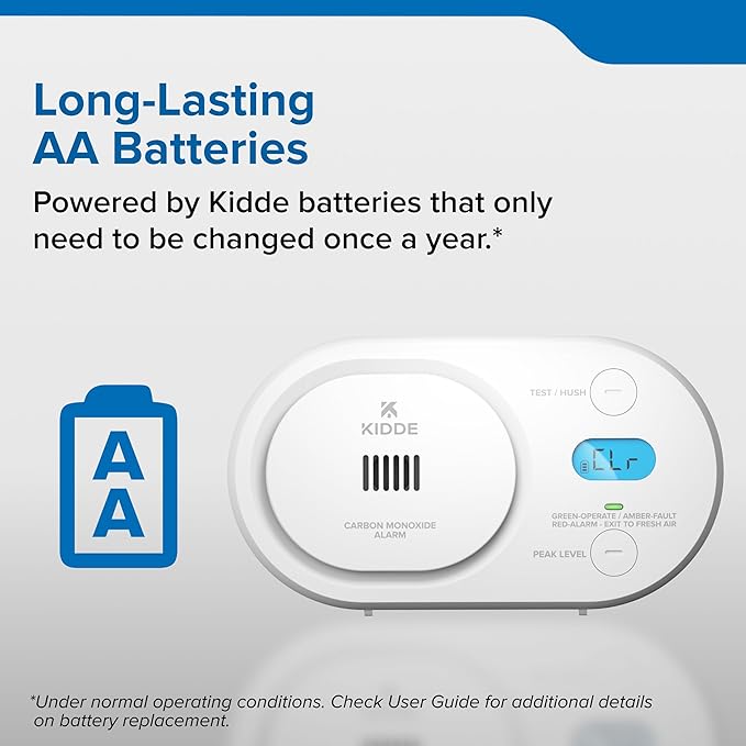Kidde Carbon Monoxide Detector, AA Battery Powered, Digital Backlit Display - Image 3
