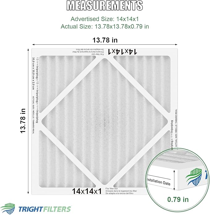 14x14x1 Air Filter 6 Pack, Durable MERV 8 Pleated Home HVAC AC Furnace Filters - Image 4