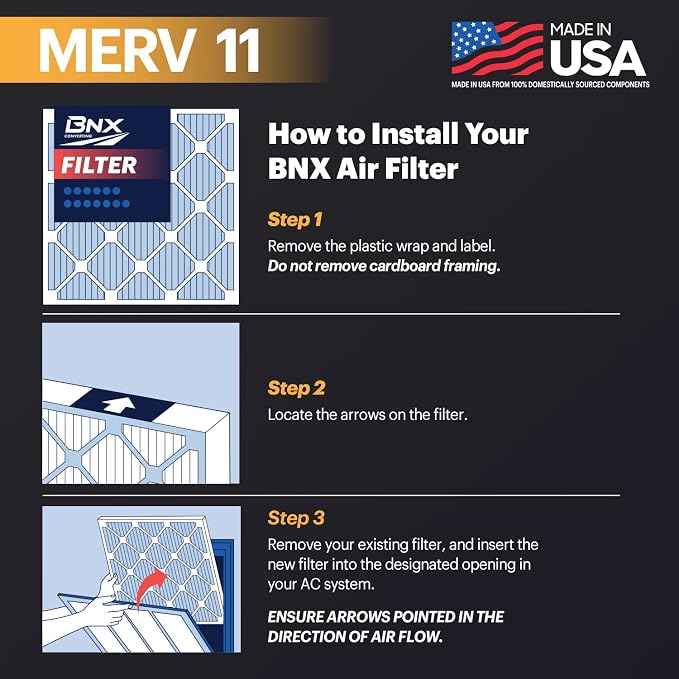 BNX 20x25x1 MERV 11 Air Filter 4 Pack - Image 5
