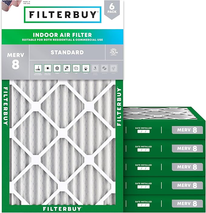 Filterbuy 14x30x2 Air Filter MERV 8 Essential Dust & Allergy Defense, by Filterbuy