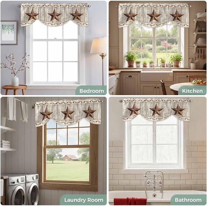 Western Texas Star Retro Tie Up Valance Curtains - Image 8