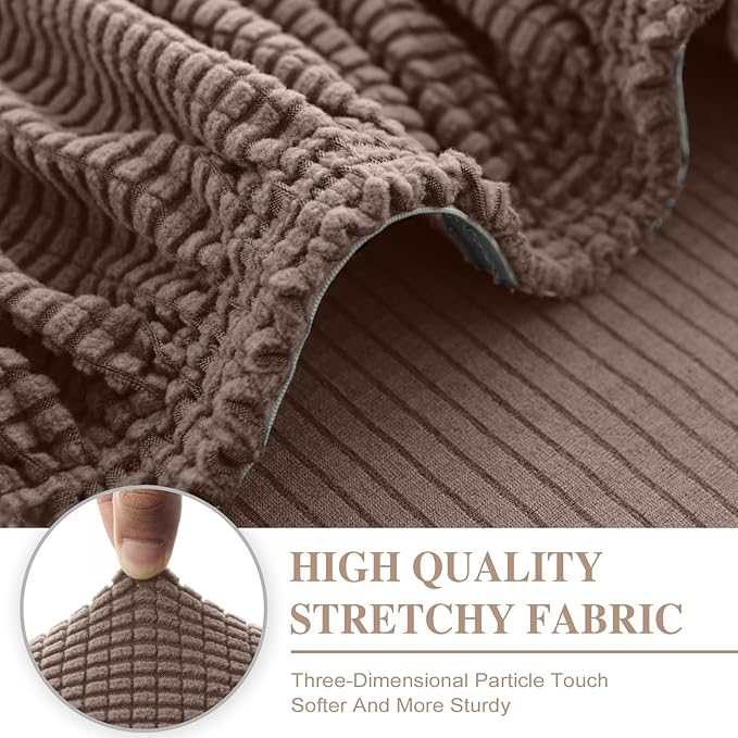 Couch Cushion Covers for Sectional Sofa L Shape Washable Separate Seat Chaise Couch Cover Stretch Sofa Slipcovers with 2 Pcs Pillowcases(2 Seater + 1 Chaise, Khaki)