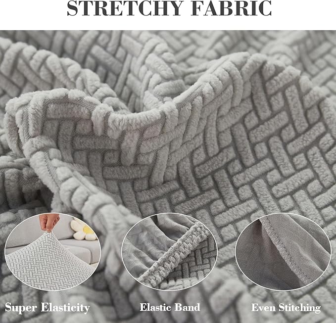 Sofa Covers Couch Covers for Sofa Pet Friendly Couch Cushion Covers Universal Sofa Covers Washable Stretch Slipcovers for Sectional Sofa (Texture Light Gray, 2 Seats + Chaise Cover)