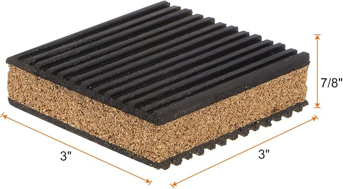 HARFINGTON 4pcs Rubber Anti Vibration Pads 3" x 3" x 7/8" Isolation Vibration - Image 2