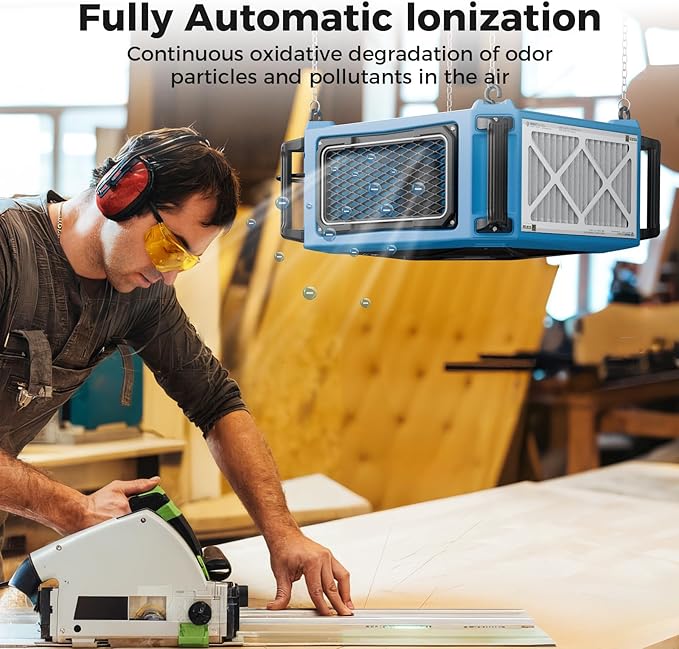 ALORAIR 270° Intake Hanging Air Filtration System Woodworking Built-In Ionizer - Image 3