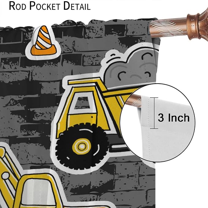 Kids Construction Excavator Window Curtains - Image 6