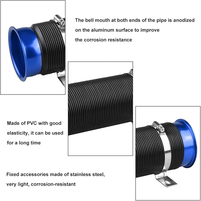 Sporacingrts Air Intake Pipe Inlet Hose Adjustable 3" 76mm Flexible Cold Air - Image 3