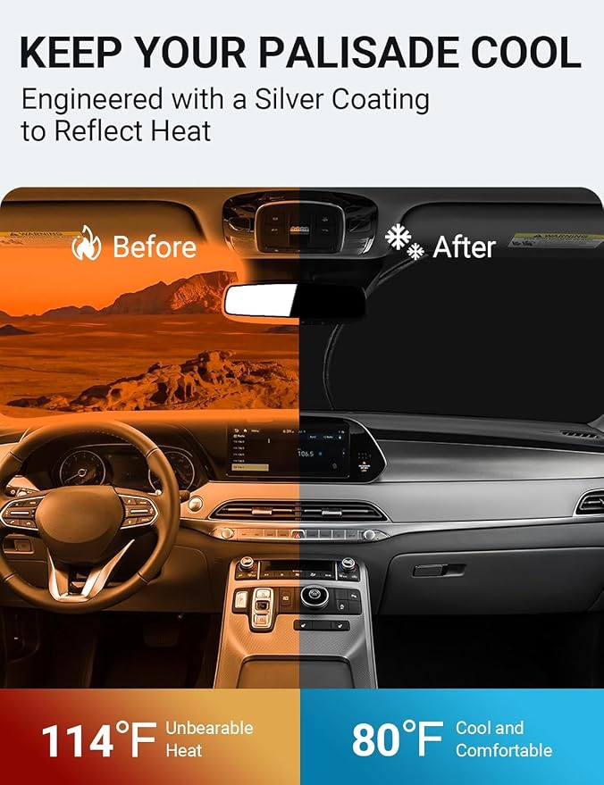 Proadsy 2026 Upgrade Front Windshield Sun Shade Foldable Sunshade Protector - Image 2