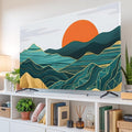 Abstract Mountain Range Sun Indoor TV Cover, Elastic TV Screen Protector by Unknown