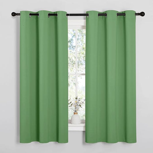 NICETOWN Room Darkening Curtains for Kitchen, Forest Green, Set of 2, 42 inches Wide by 50 inches Long, Window Treatment Thermal Insulated Solid Grommet Room Darkening Curtains/Drapes for Bedroom