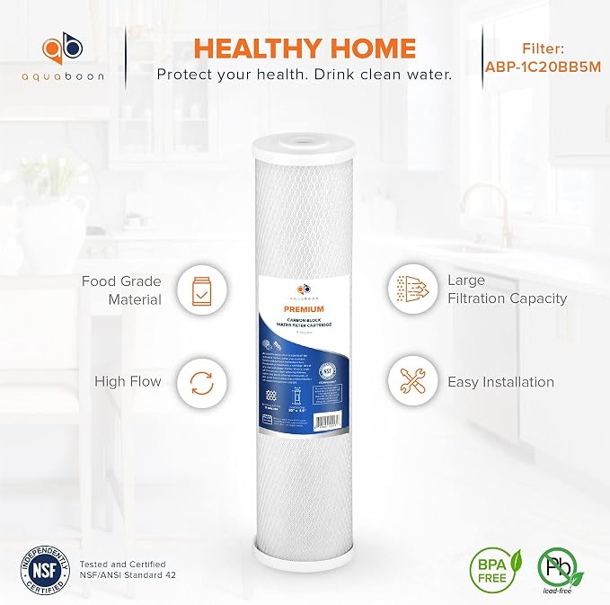 Aquaboon 5 Micron 20 x 4.5 Sediment, Anti-Scale, Carbon Water Filters Cartridges - Image 5