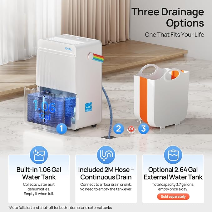 KNKA Energy Star 4500 Sq.Ft Dehumidifier, Max 80 Pint/Day Dehumidifier - Image 4