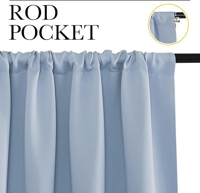 NICETOWN Blackout Curtains for Bedroom, Blackout Curtain Panels, Vintage Blue, 1 Pair, 42 by 45-inch, Window Treatment Energy Saving Thermal Insulated Solid Rod Pocket Blackout Drapes/Draperies