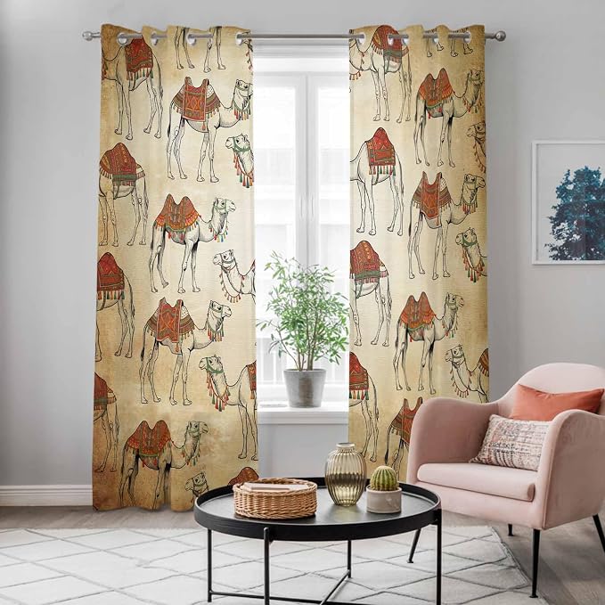2 Panel Kitchen Cafe Curtains, Desert Sand Camel Sunlight Filtering Nature Air - Image 5