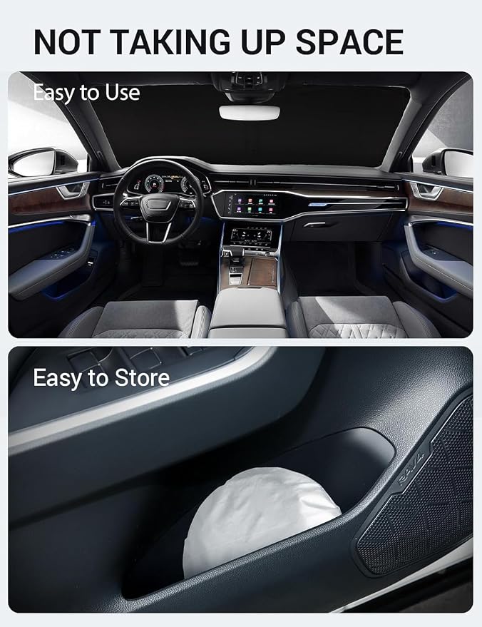 Proadsy 2026 Upgrade Windshield Sun Shade Custom Fit 2019-2025 Audi A6 Foldable - Image 9