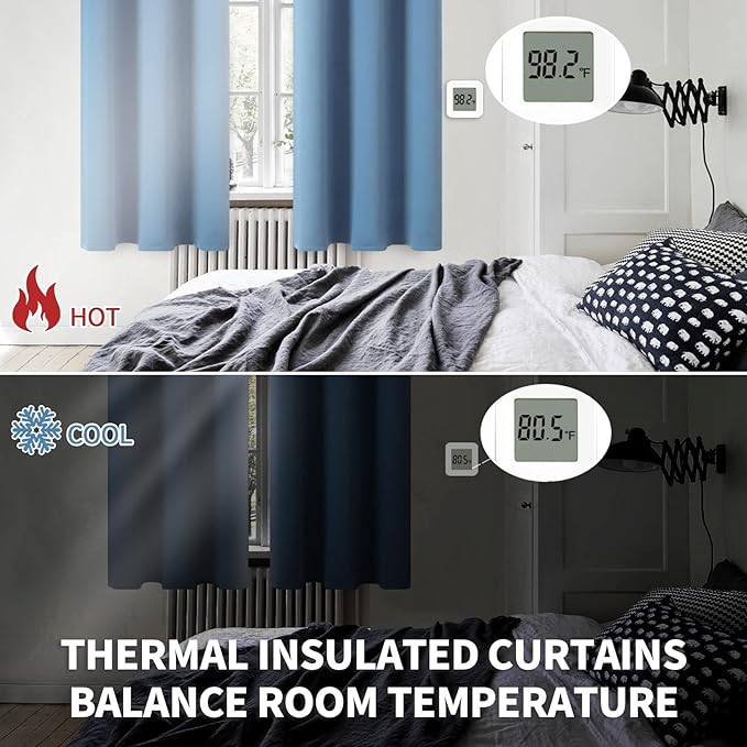 BGment Blackout Curtains for Bedroom - Grommet Thermal Insulated Room Darkening Curtains for Living Room, Set of 2 Panels (38 x 84 Inch, Faded Denim)