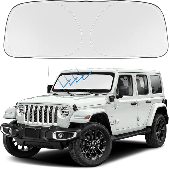 Proadsy Windshield Sun Shade Custom Fit Jeep Wrangler JL JLU & Gladiator JT by Proadsy