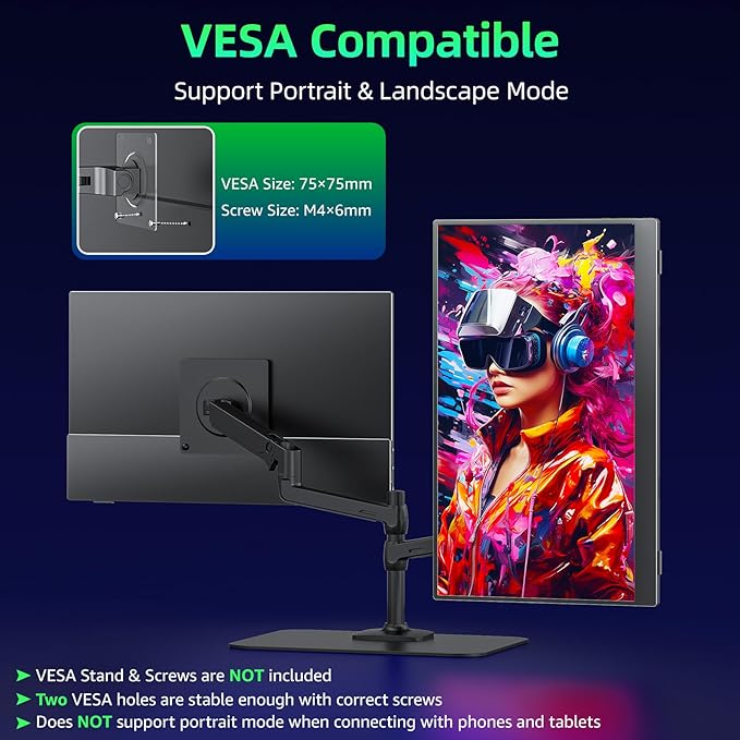 kksmart Portable Monitor for Laptop MacBook Surface PC Xbox PS5, Travel Monitor - Image 5