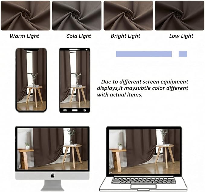 Simplebrand Chocolate Blackout Curtains for Bedroom 96 Inches Long 2 Panels, Solid Thermal Insulated, Energy Saving Living Room Window Treatment Curtains Blackout Drapes, W50 x L96 Inch, Chocolate