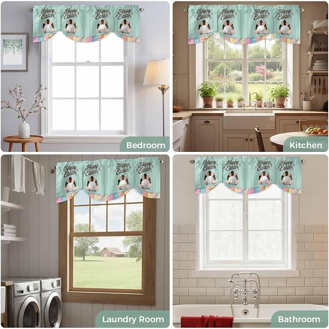 Green Easter Tie Up Valance Curtains - Image 8