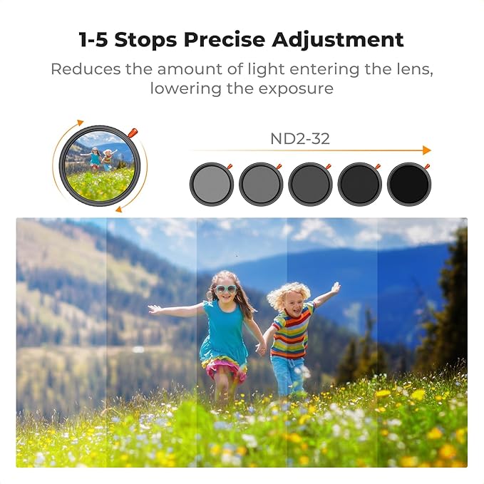 K&F CONCEPT 40.5mm Black Diffusion Mist Effect 1/4 & Variable ND2-32 & Circular - Image 5