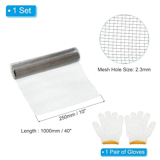 PATIKIL 40" L x 10" W Woven Wire Mesh, 10 Mesh 304 Stainless Steel Air Vent - Image 2