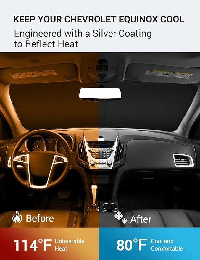 Proadsy 2026 Upgrade Windshield Sun Shade Custom Fit 2010-2017 Equinox Foldable - Image 3