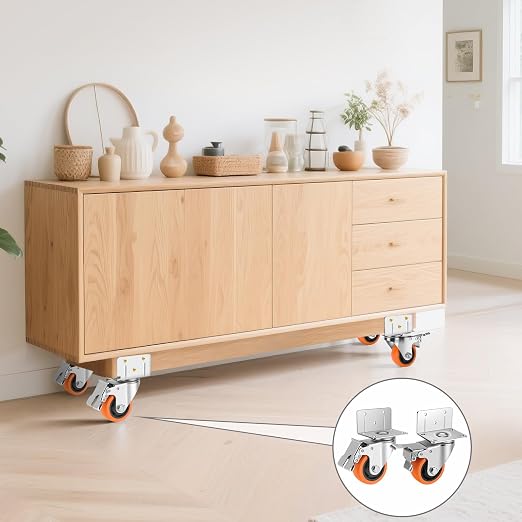 Caster Wheels, 3 Inch L-Shaped Casters Set of 4 Heavy Duty, Locking Caster - Image 6