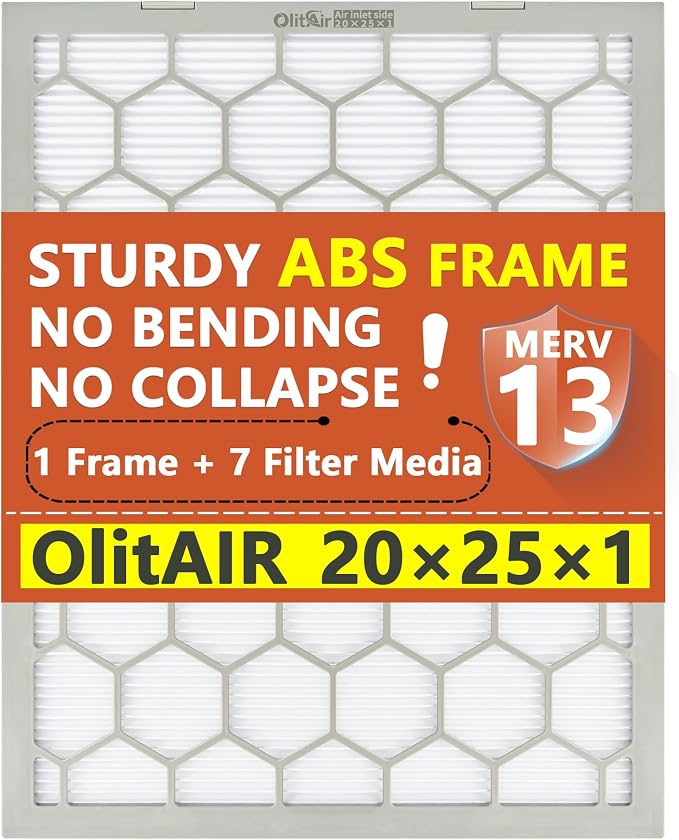 20x25x1 MERV 13 Air Filter, AC Furnace Air Filter, Reusable ABS Plastic Frame - Image 7