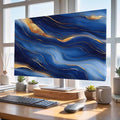 Seamless Abstract Wavy Line Indoor TV Cover, Elastic TV Screen Protector Gold by Unknown