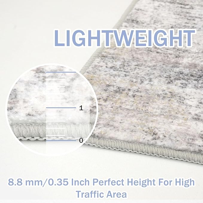 IOHOUZE Abstract Area Rug 3x5 Ft Washable Rugs for Entryway Indoor, Non Slip Kitchen Rug Printed Faux Wool Throw Rugs, Indoor Door Mat for Door Entrance Foyer Living Room, Grey Beige