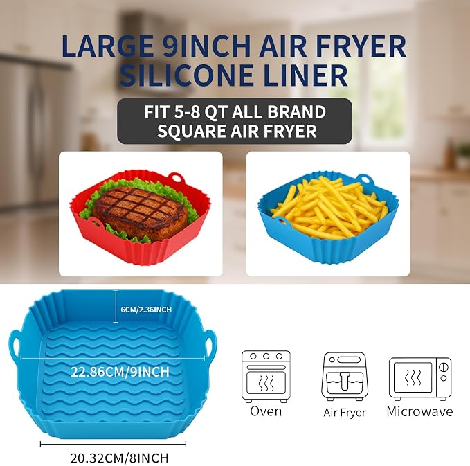 Boribim 9 Inch Large Air Fryer Silicone Liners - Image 2