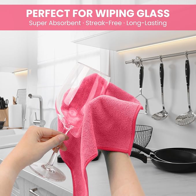 34 Pack Microfiber Cleaning Cloth, 11 Assorted Colors Cleaning Rags - Image 3