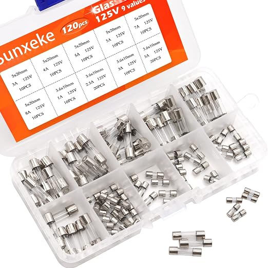 120Pcs Christmas Light Fuses 9 Values 125V Fast Blow Glass Fuses Assortment Kit - Image 2