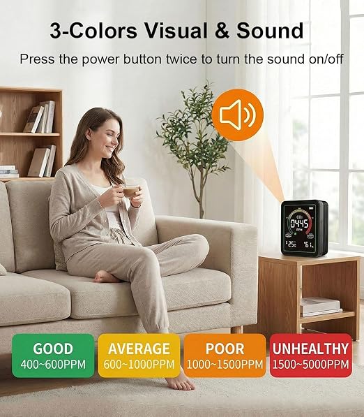 Air Quality Monitor Indoor, 5-in-1 Portable Real-Time CO2 Detector | - Image 4