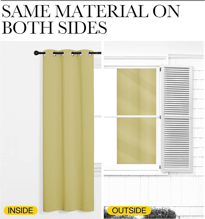 NICETOWN Blackout Window Curtains 70" L, 2 Panels, 34 inch, Paler Yellow, Grommet Top Room Darkening Thermal Insulated Vertical Window Drapes Modern for Flat/Apartment