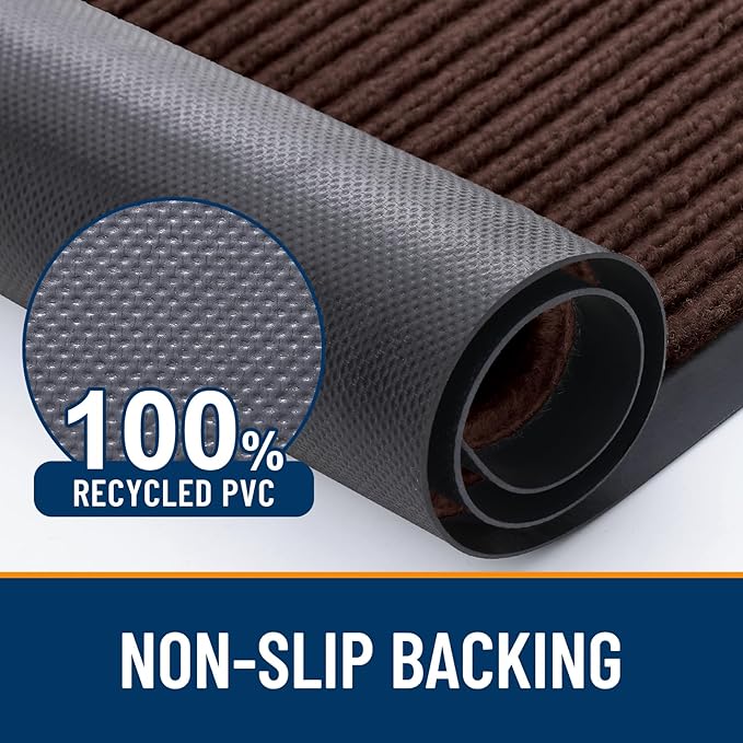 OLANLY Front Door Mat Indoor Outdoor Entrance, 2-Pack 71 x 23 Inch, Waterproof Heavy Duty Doormat, Fade Resistant, Low Profile, Easy Clean Patio Porch Welcome Floor Mats for Entry, Brown