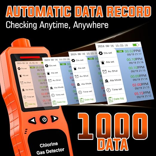 Chlorine Gas Detector | 0.01PPM Resolution & Range 0-20PPM | Rechargeable - Image 6